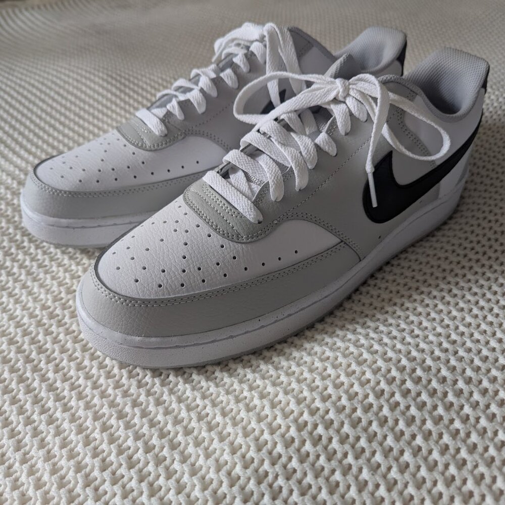 NWOB Nike Men's Court Vision Low Casual Sneakers, Gray Fog/Black, Size 13
